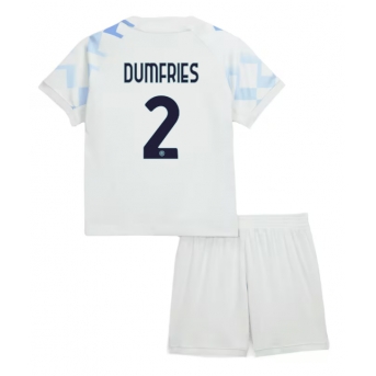 Billige Fotballdrakt Inter Milan Denzel Dumfries #2 Replika Bortedraktsett Barn 2025-26 Kortermet (med bukser)
